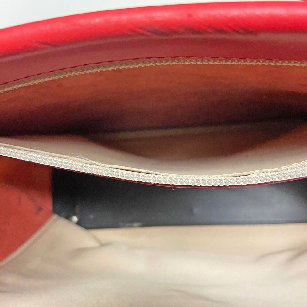 Lamarthe Red Leather Tote Bag Open Top 12"W x 10.5"H x 4.5"D Minimalist Italy - Picture 10 of 16